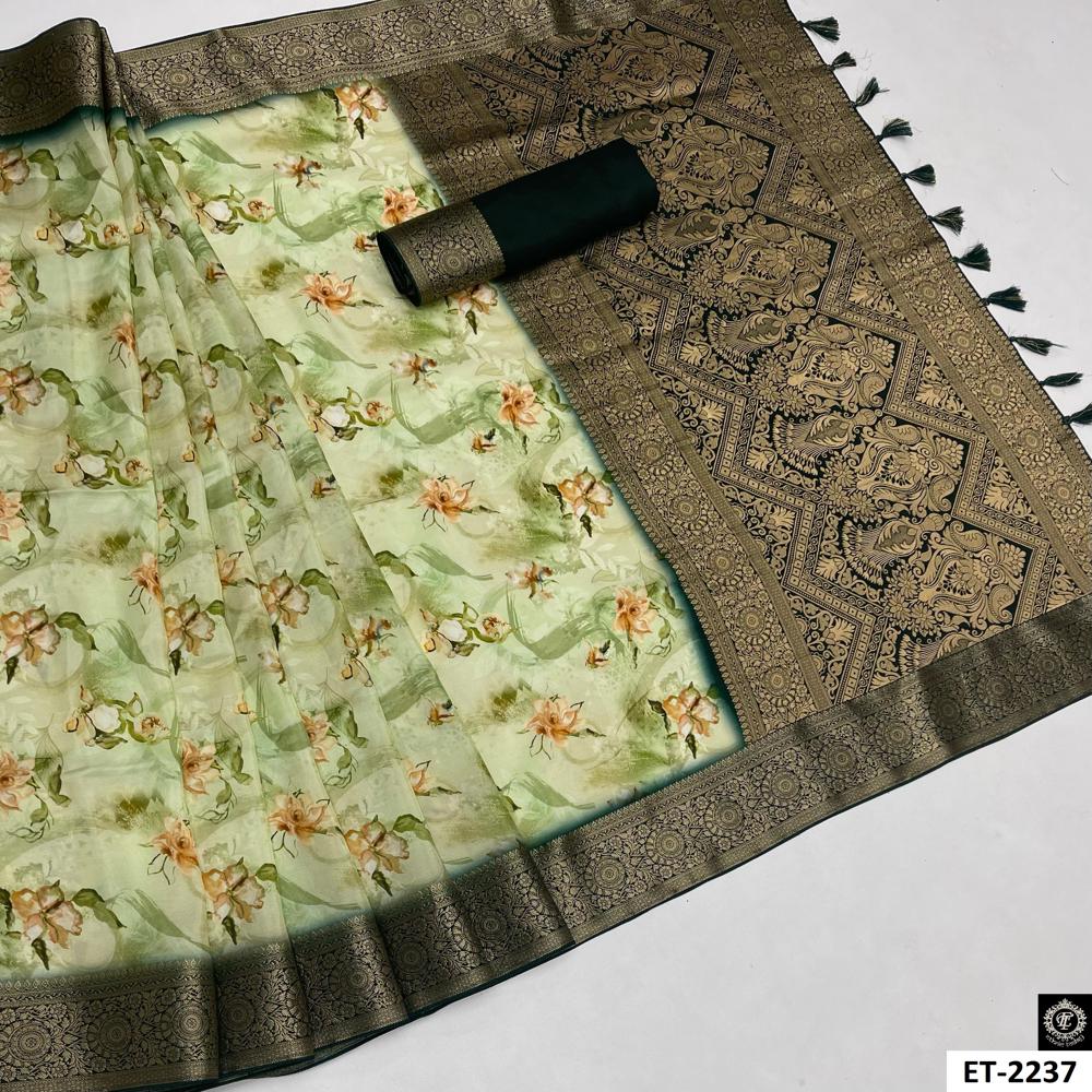 PISTA GREEN LEAF WOMEN SAREE