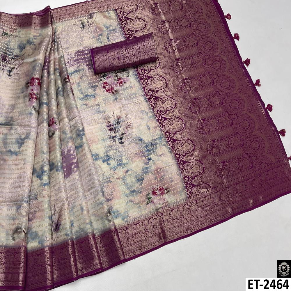 Magenta Melody Pastel Floral Saree
