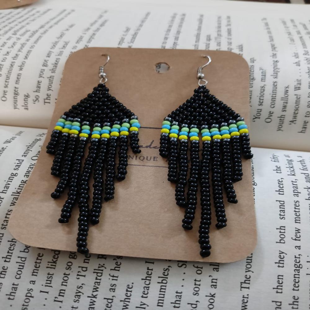 Handmade beaded  boho , tassel earrings