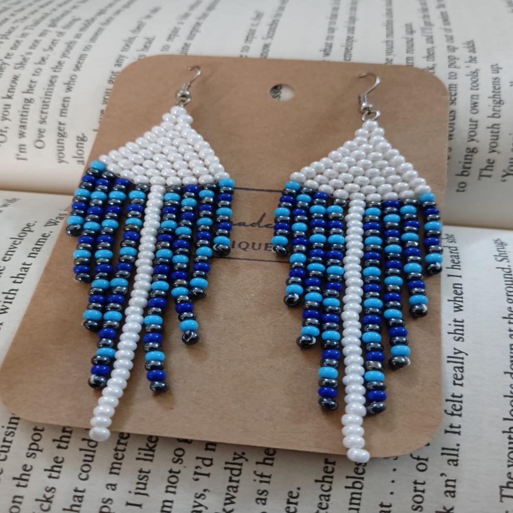 Handmade beaded  boho , tassel earrings