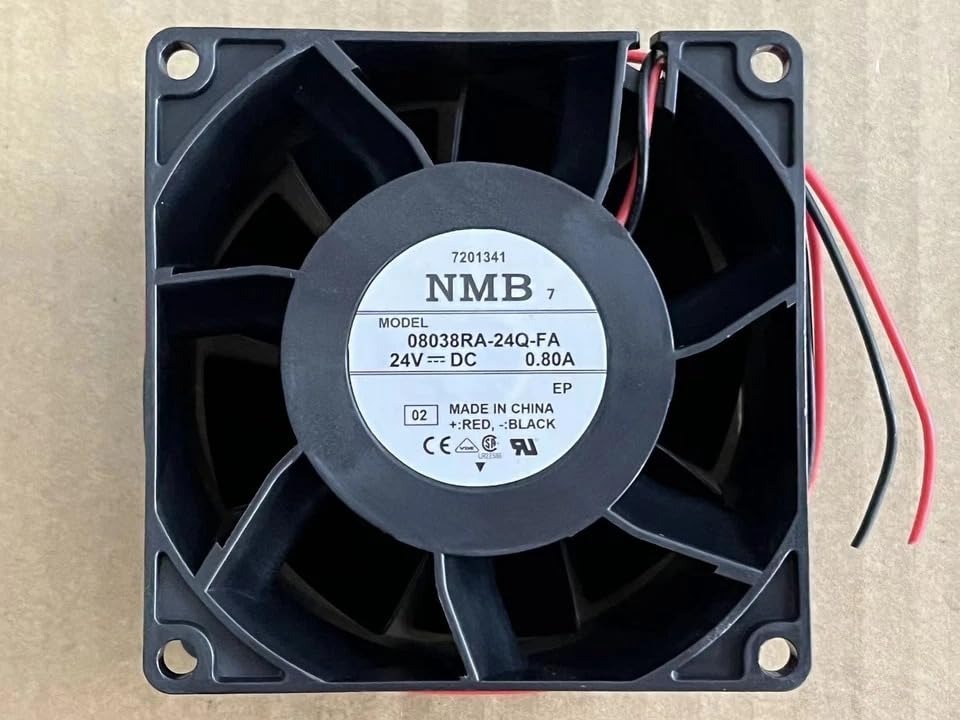 NMB 08038RA-24Q-FA Axial Fan 24V-0.80A DC Brushless Air Cooling Fan 6500 RPM 80 * 80 * 38mm 2Wire