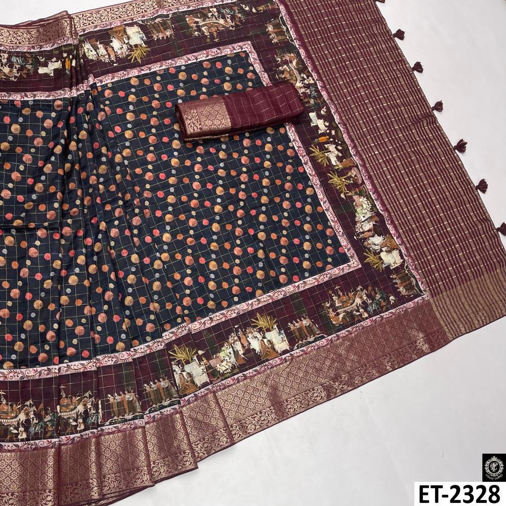 DARK BLUE WITH ZARI WORK SAREE