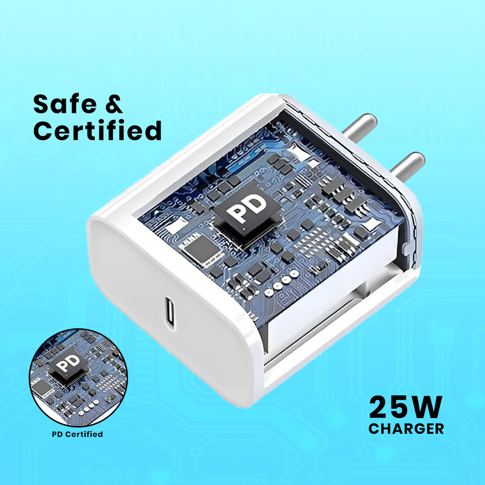 PD 25W All-in-One Fast Charger Type-C Adapter for Samsung, Android & iOS Devices (C 087)