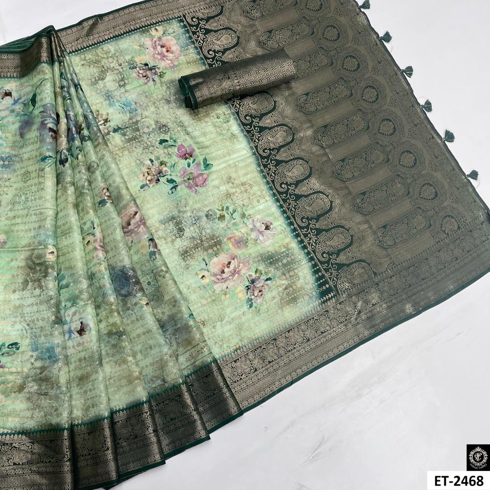 Mint Olive Romance Saree