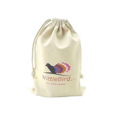Custom Eco-Friendly Organic Muslin Cotton Pouch Promotional Small White Calico Cloth Canvas Drawstring Bag With Logo Print - Color: Multiple Options Available