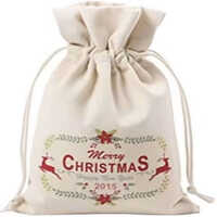 Organic Recycled Cotton Canvas Fabric Bag Small Custom Printed Canvas Drawstring Bag
