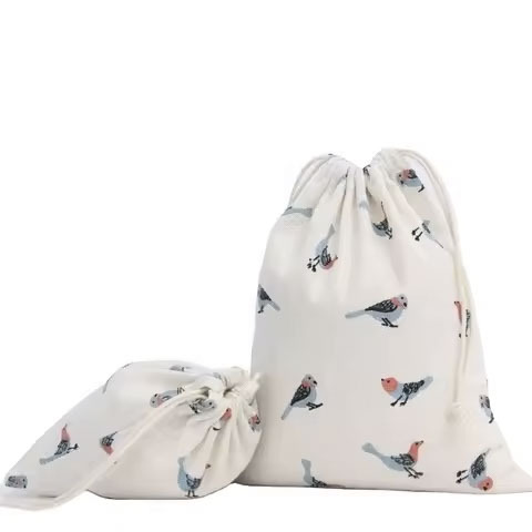 Cotton Canvas Fabric Muslin Drawstring Bag With Custom Logo Printed Canvas Drawstring Bag