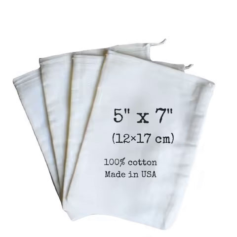 Custom Logo Printed Organic Cotton Drawstring Bag Muslin Eco-Friendly Reusable with Natural Design Letter Pattern
