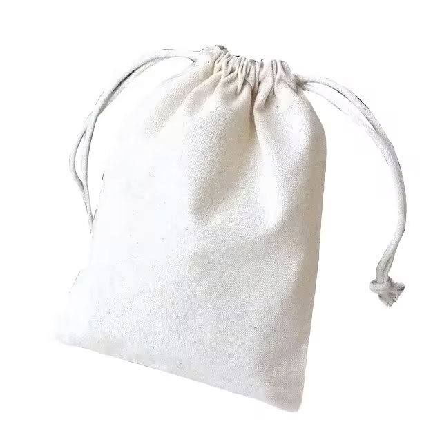 Wholesale 100% Small Large Fair Trade Linen Organic Custom Print Muslin Cotton Canvas Drawstring Bag White High Quality - Color: Multiple Options Available