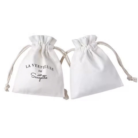 2025 Wholesale Custom Packaging Drawstring Pouches Cotton Gift Small Jewelry Bag for Display