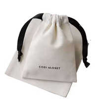 High Quality Organic Cotton Drawstring Bag with Cute Logo Calico Jewelry Container for Display and Packaging Pouches