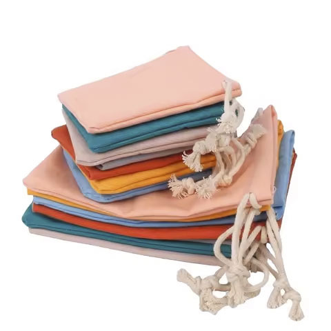 Custom Logo Printed Cotton Drawstring Bag for Jewelry Packaging Pouch Display Container
