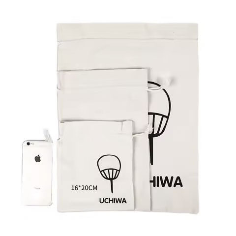 Reusable Eco Friendly Cotton Organic Canvas Dust Bag Muslin Drawstring Bag With Logo Customized - Color: Multiple Options Available