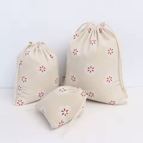 Wholesale Eco-Friendly Muslin Dust Bag Custom Logo Printed Small Drawstring Cotton Canvas Handbag For Gift Packaging Prom - Color: Multiple Options Available