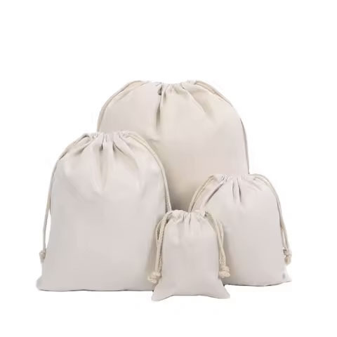 100% Organic Cotton Soft Drawstring Bag Custom Logo Dust Bag Washable Feature