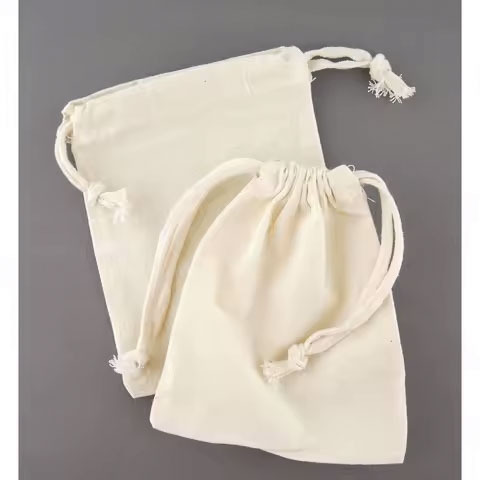 Unisex Custom Printed Cotton Canvas Drawstring Backpack for Gym Jewelry Packaging Storage Patterned Cotton Fabric Gift Ba