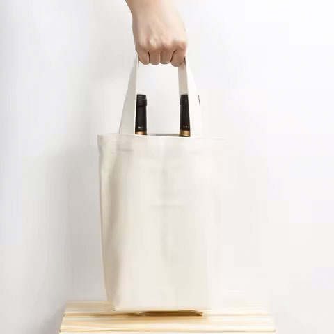 Wholesale Eco-Friendly Custom Logo Cotton Tote Canvas Wine Bags Fashionable Low Price Single Bottle Grocery Recycled Carri - Color: Multiple Options Available