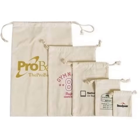 Eco-Friendly Small Pouch Custom Logo Printed Cotton Drawstring Bag For Jewelry Wholesale Packaging & Printing Product - Color: Multiple Options Available