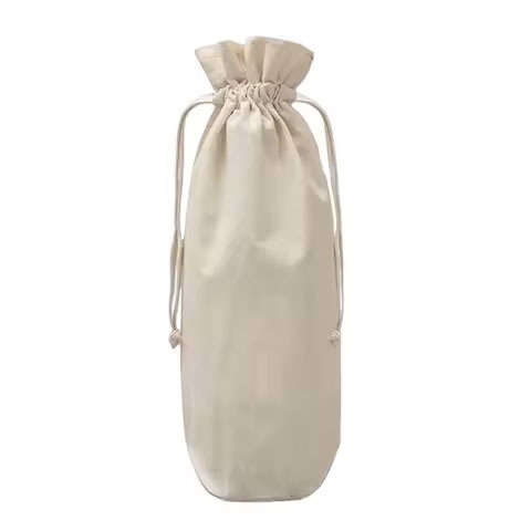 Custom Logo Heavy-Duty Cotton Wine Bottle Tote Bag Plain Canvas Wine Sleeve Carrier Bag With Premium Packaging Printing Fe - Color: Multiple Options Available