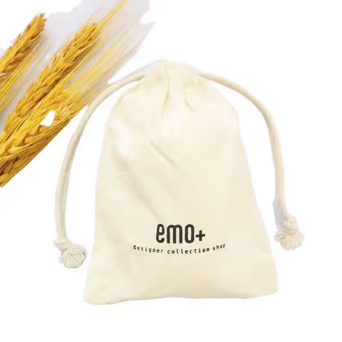 2025 Organic Muslin Cotton Tote Bag Eco-Friendly Small White Calico Cloth Canvas Drawstring Pouch with Logo Printing