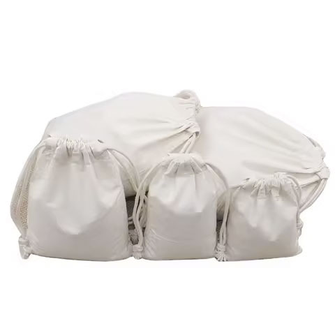 Custom Eco-Friendly Organic Muslin Cotton Pouch Small White Calico Cloth Canvas Drawstring Bag Logo Printed Gift Bags