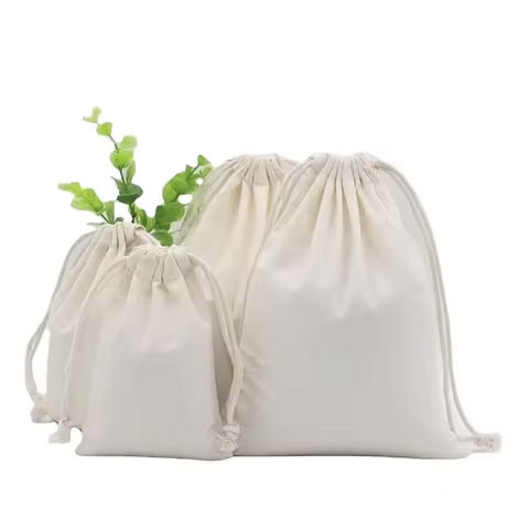 Wholesale Eco-Friendly Organic Muslin Cotton Drawstring Bag Custom Small White Calico Cloth Canvas Shipping Promotional Pu