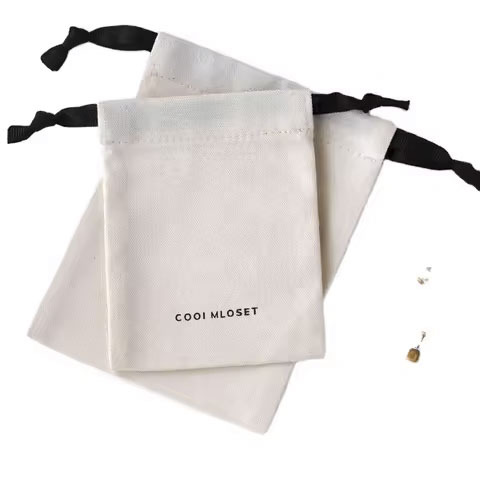 Rectangular Cotton Drawstring Pouch for Jewelry Suede Gift and Pantry Storage Plain Packaging & Printing Product