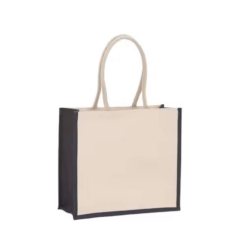 Wholesale Black White Plain Juco Jute Tote Bag Fashionable Washable Handbag For Women Promotional Shopping Bag Manufacturer - Color: Multiple Options Available