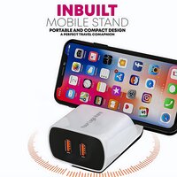 Dual Port Mobile Stand Charger  Fast USB Wall Adapter with Built-In Phone Holder (C 085)