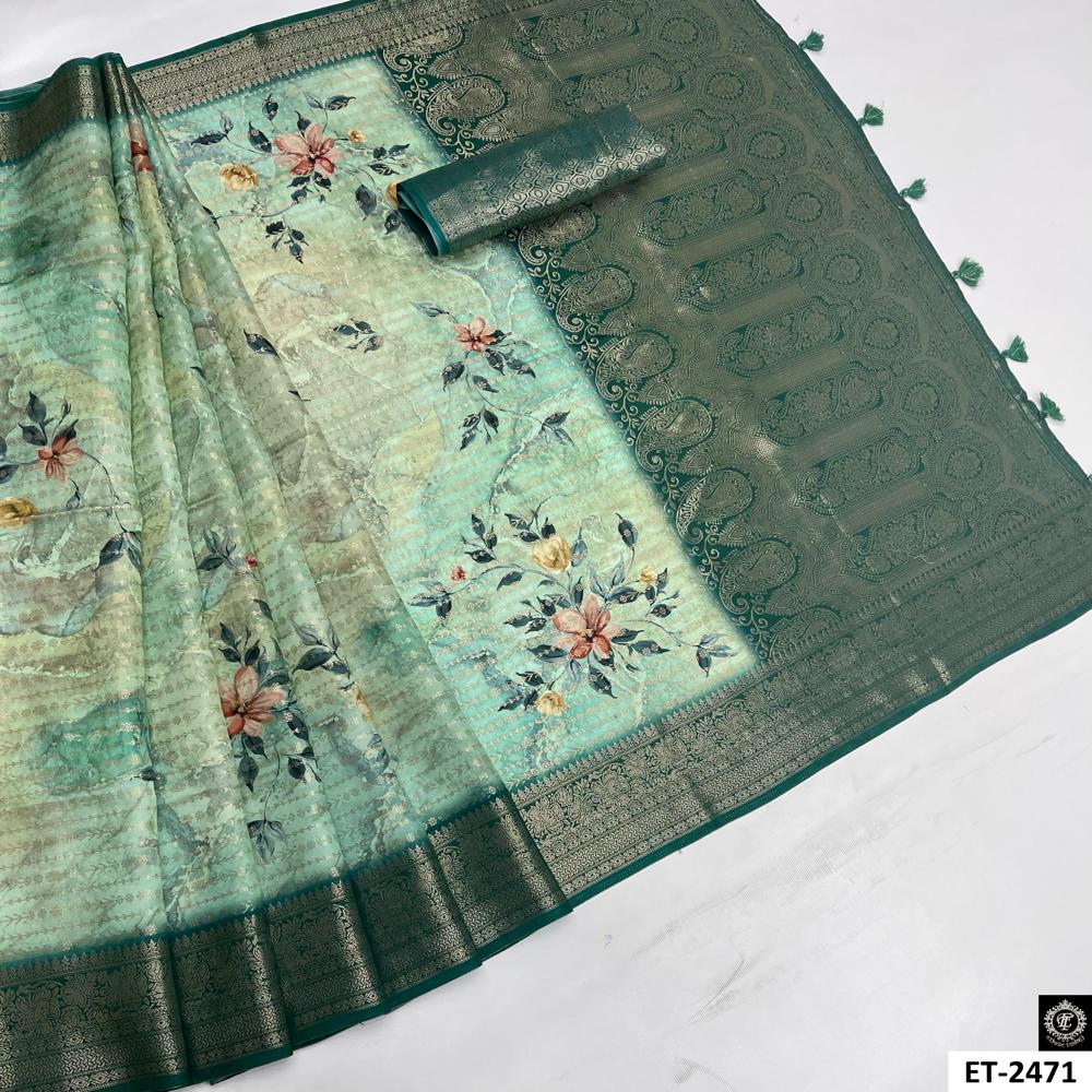 Coral Floral Saree
