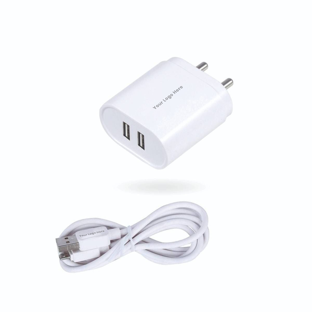 3.1A Dual USB Wall Charger with Micro USB Cable Fast Charging  Smart IC Travel Friendly (C 038)