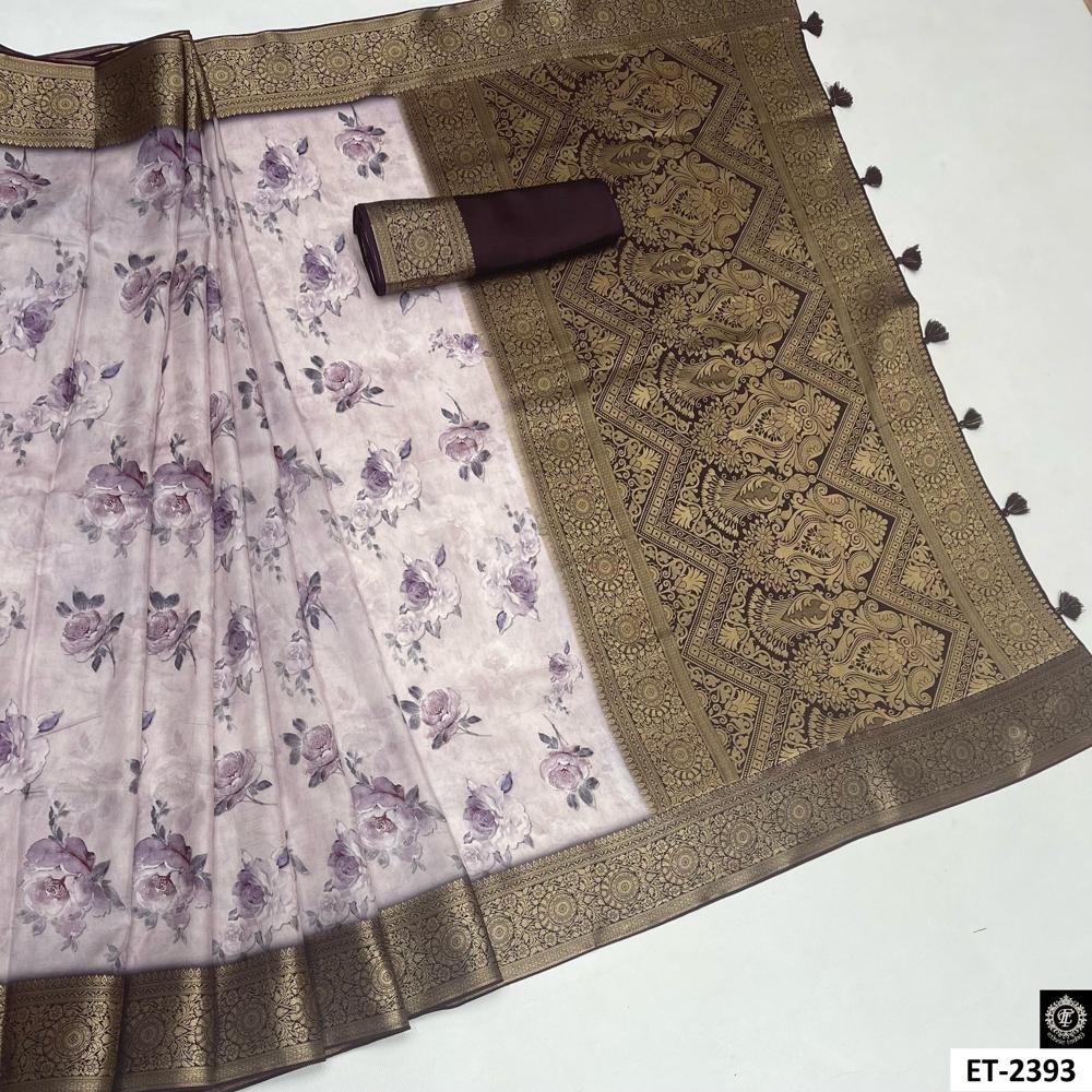 WATERCOLOUR FLORAL LAVENDER SAREE