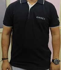 180 GSM Black Cotton Men T Shirt