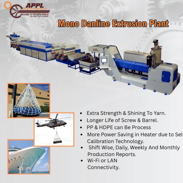 HDPE रस्सियों के निर्माण के लिए मोनोफिलामेंट एक्सट्रूज़न लाइन