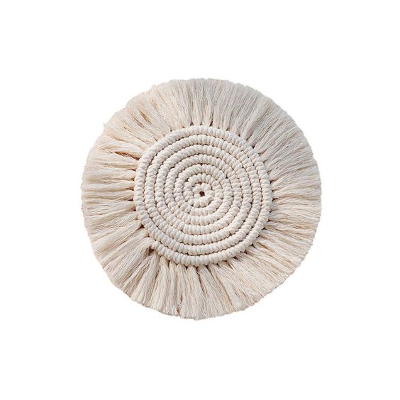 Mcs75 Macrame Table Coaster (Set Of 4 Piece) - Color: Cream