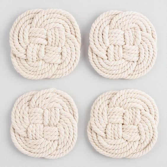 Mcs75 Macrame Table Coaster (Set Of 4 Piece) - Color: Cream