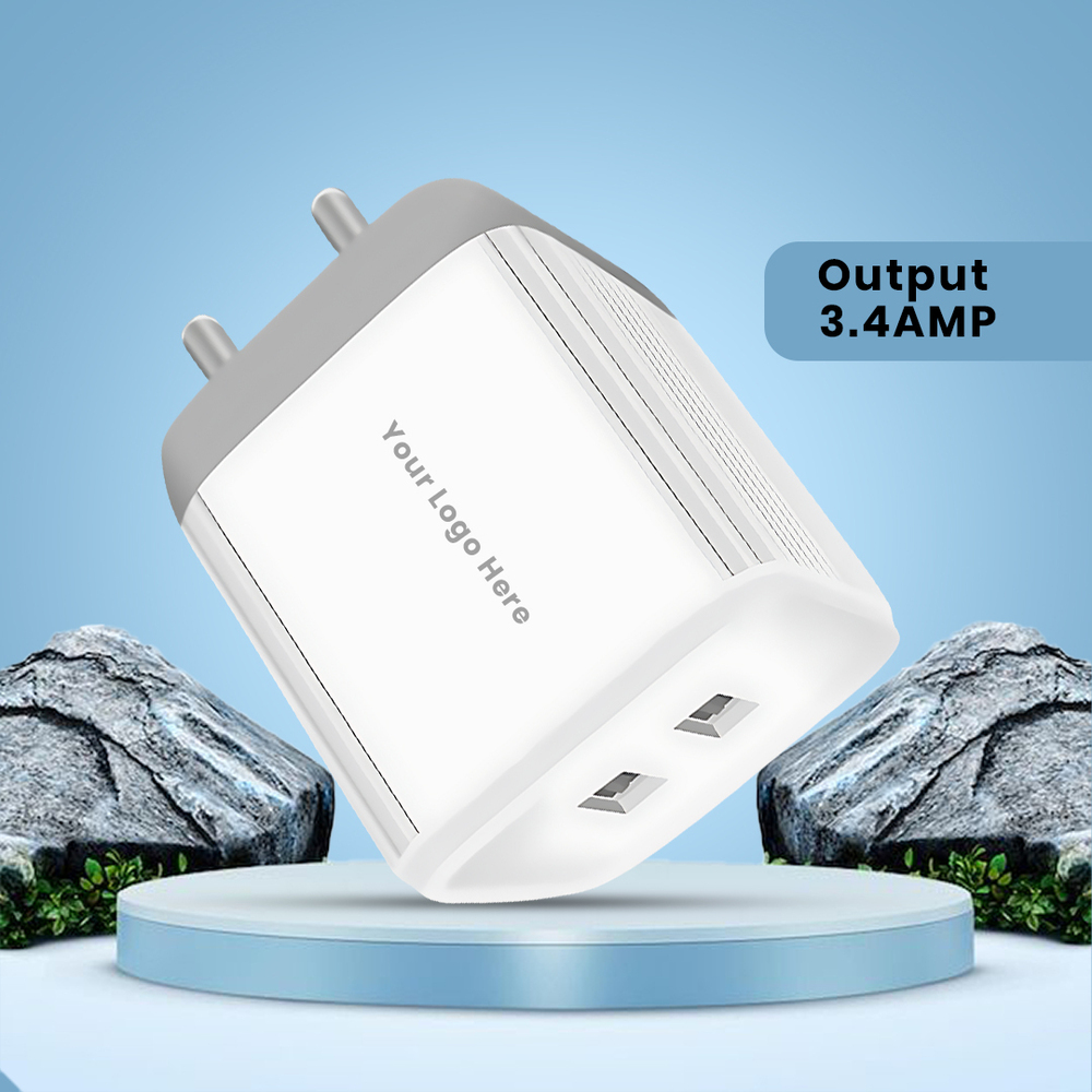 3.4A Dual USB Port Fast Charger Smart Adapter for Smartphones, Tablets & More White(C 117)