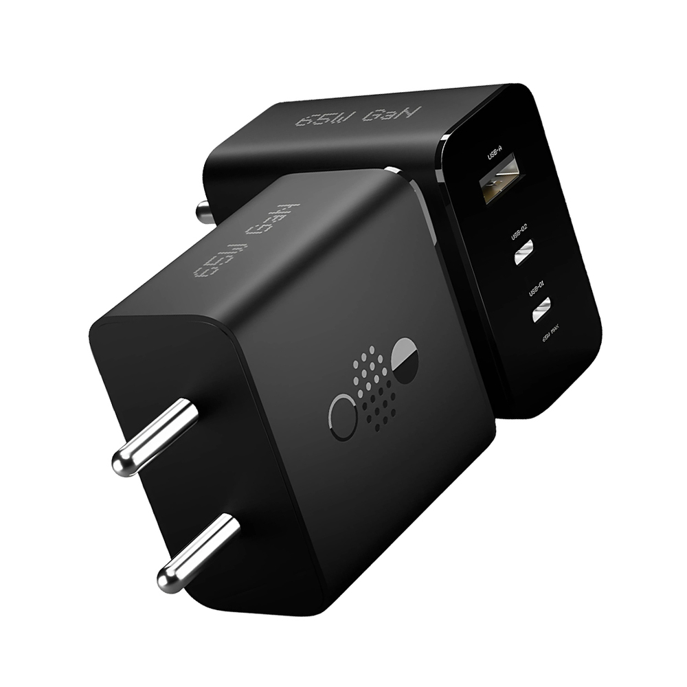 65W GaN Trio Charger Adapter 3-Port Fast Charger for CMF, Nothing, Samsung & More Devices ( C 170)