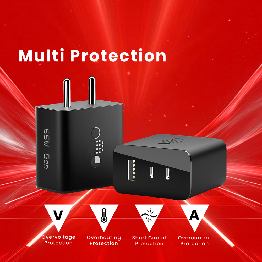 65W GaN Trio Charger Adapter 3-Port Fast Charger for CMF, Nothing, Samsung & More Devices ( C 170)