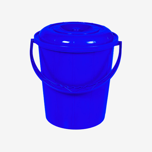 10L Injection Moulded Round Dustbin With Lid - Color: Blue
