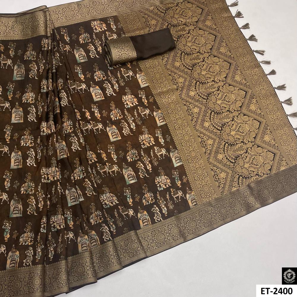 चॉकलेट ब्राउन साड़ी