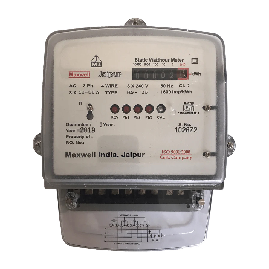 Maxwell Counter Type Display Three Phase Static Watthour Meter