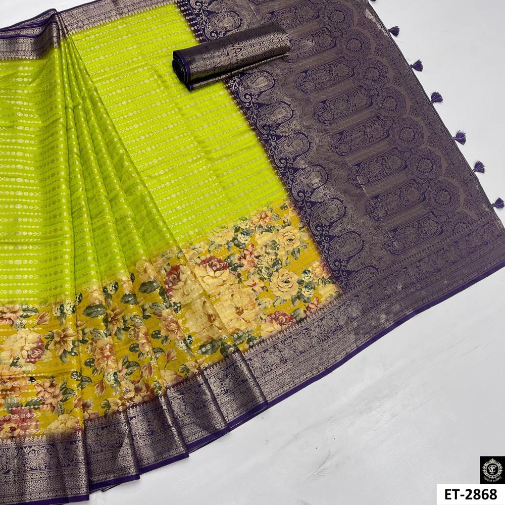 Pa-rrot Green Saree - Color: Deep Purple