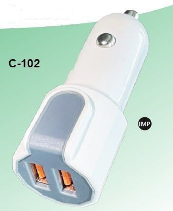 Dual Port USB Car Charger Fast Charging Adapter with USB & Type-C Ports for All Phones (C 102)
