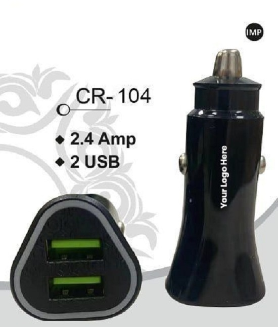 Dual USB Port Car Charger 2.8A Fast Charging Adapter for Smartphones, Tablets & USB Devices (C-104)