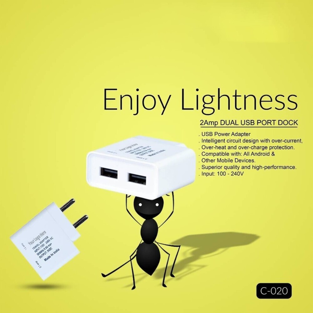 2.4 Amp Mobile Charger With V8 Cable Fast & Safe Charging For Android Phones (C 020) - Body Material: Plastic