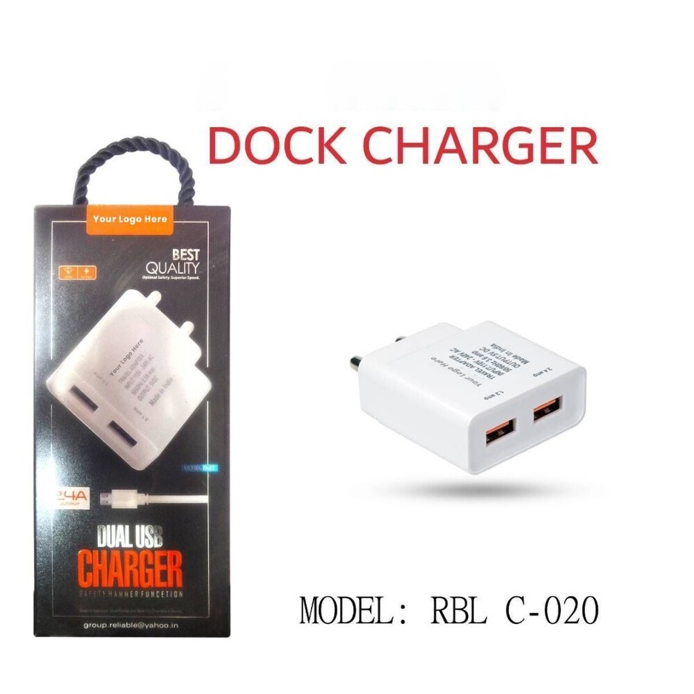 2.4 Amp Mobile Charger With V8 Cable Fast & Safe Charging For Android Phones (C 020) - Body Material: Plastic