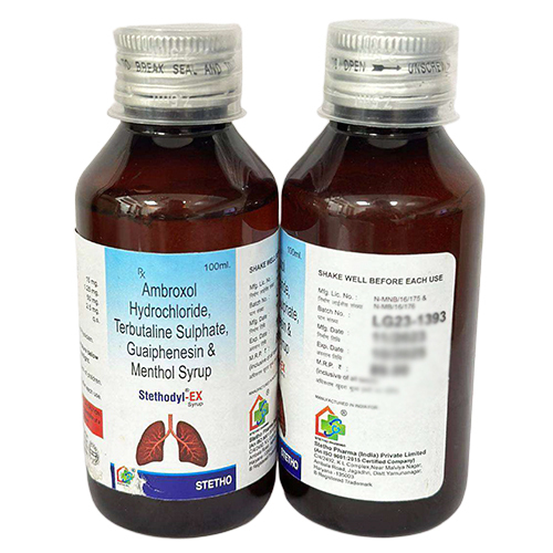 100 ML Ambroxol Hydrochloride Terbutaline Sulphate Guaiphenesin And Menthol Syrup