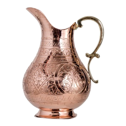 100% Copper Designer Water Jug With Brass Handle
