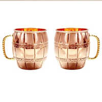 Classic Moscow Mule Mugs 100% Copper With Brass Handle Set Of 2 Piece